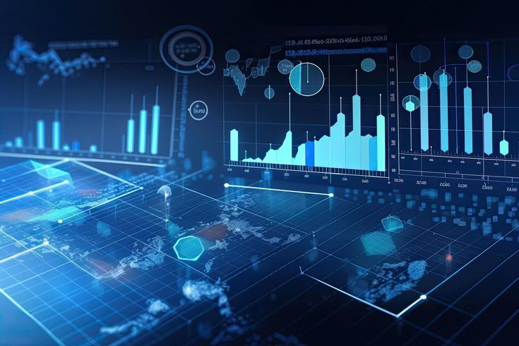 Data analytics charts on a digital display