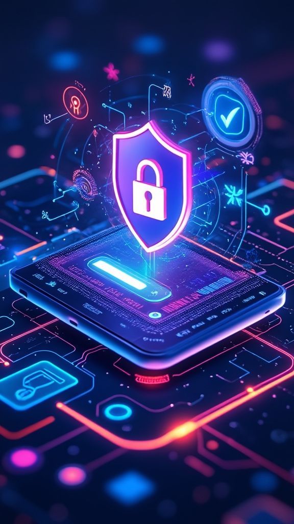 Security shield and lock above a digital device